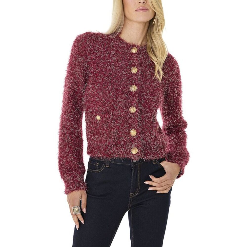 The Noli Shop Womens  Joana Knit Cardigan, Red